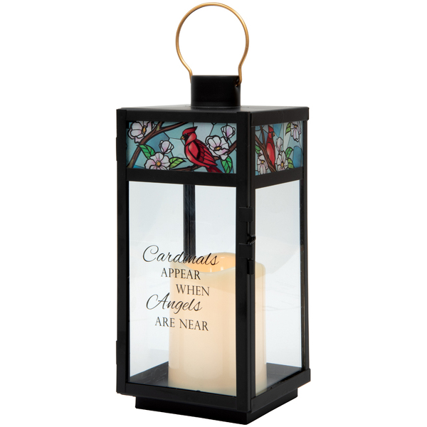 Cardinals Appear Stained Glass Top Lantern from Rees Flowers & Gifts in Gahanna, OH