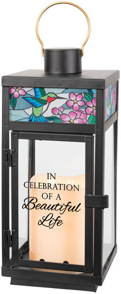 In Celebration Stained Glass Top Lantern from Rees Flowers & Gifts in Gahanna, OH