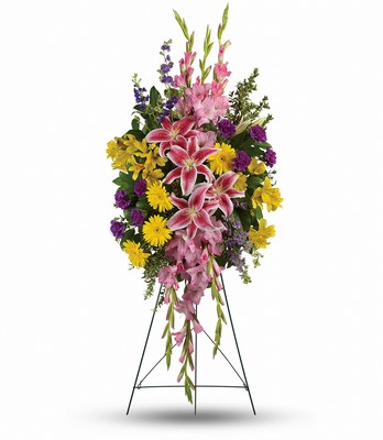 Rainbow Of Remembrance Spray from Rees Flowers & Gifts in Gahanna, OH