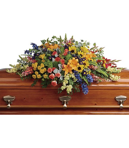Colorful Reflections Casket Spray from Rees Flowers & Gifts in Gahanna, OH