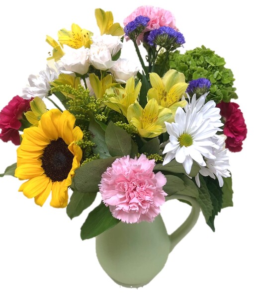 Burst of Spring Ceramic Pitcher Bouquet from Rees Flowers & Gifts in Gahanna, OH